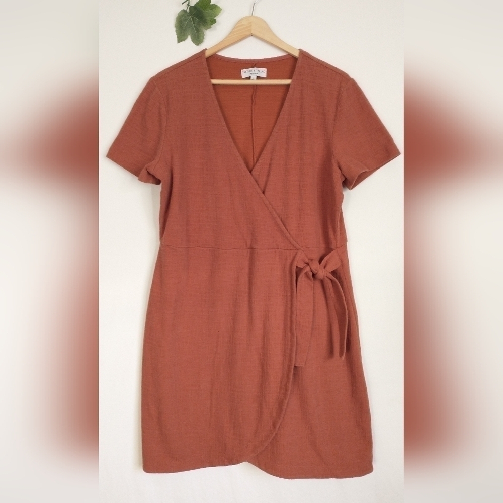 Madewell Rust Wrap Midi Dress - Picture 7 of 7
